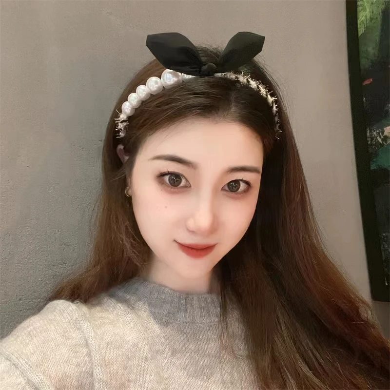 布艺发饰 小香风发箍2022新款网红爆款兔耳朵发卡女韩版珍珠头饰