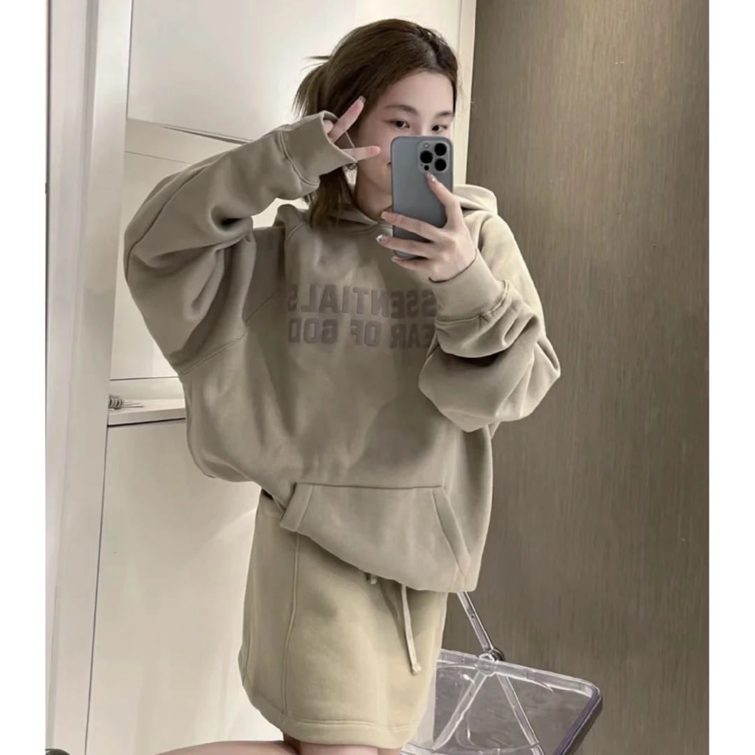 【NEW】ess第七季双排字母连帽加绒卫衣男女同款宽松大版-2247