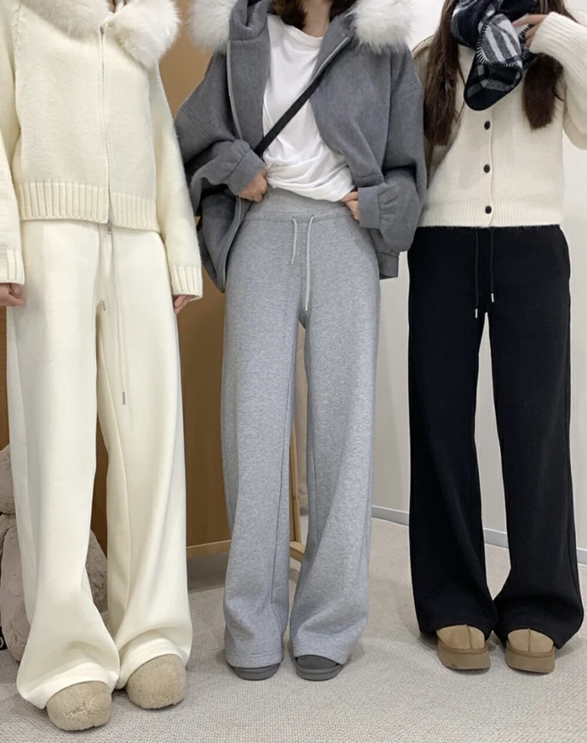 【冬季保命裤】加绒中低腰宽松直筒阔腿休闲裤