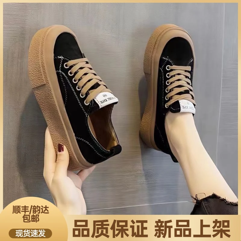 高颜值帆布鞋女鞋2023新款百搭ins舒适秋季运动休闲厚底运动板XP