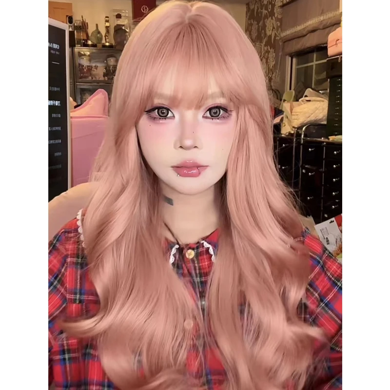 【顾茜茜专属】粉色假发女长发全头套大波浪长卷发彩色假发套