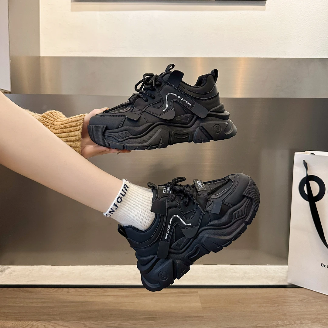 【周】真皮，牛皮时尚百搭厚底增高保暖运动老爹鞋908