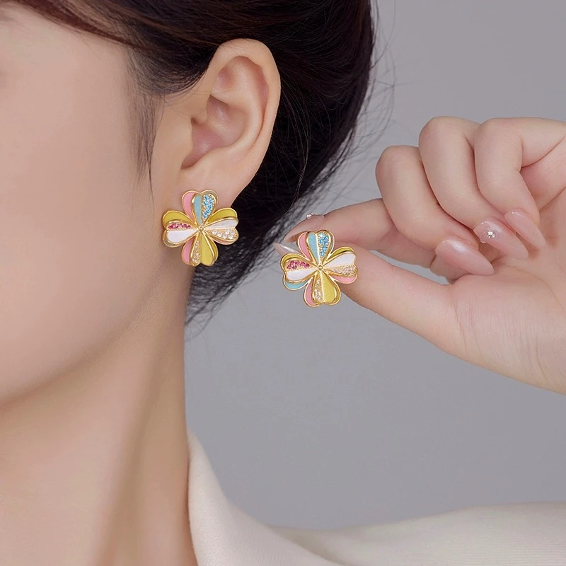 铜合金陶瓷耳饰 Ru Shi yan 夏日多巴胺轻奢耳饰274