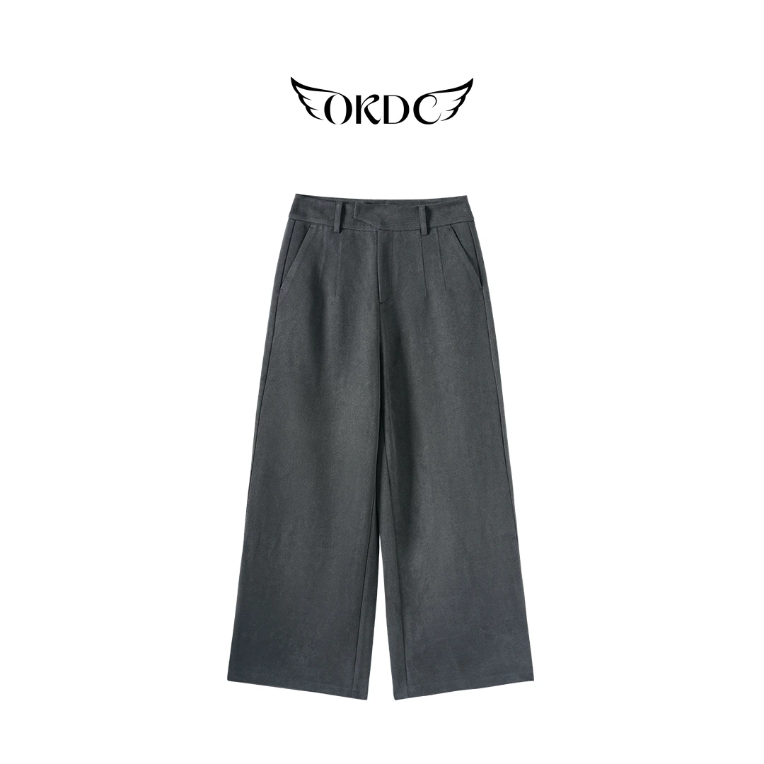 【辣妈姐妹】斜纹高腰显瘦直筒休闲裤 K0182