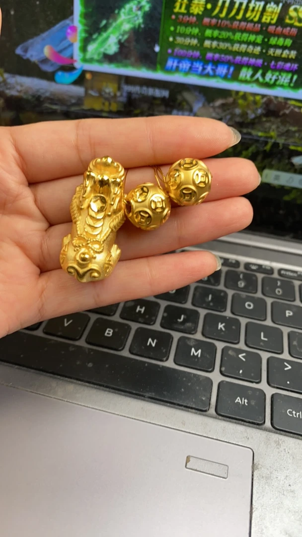 足金钱币貔貅手串