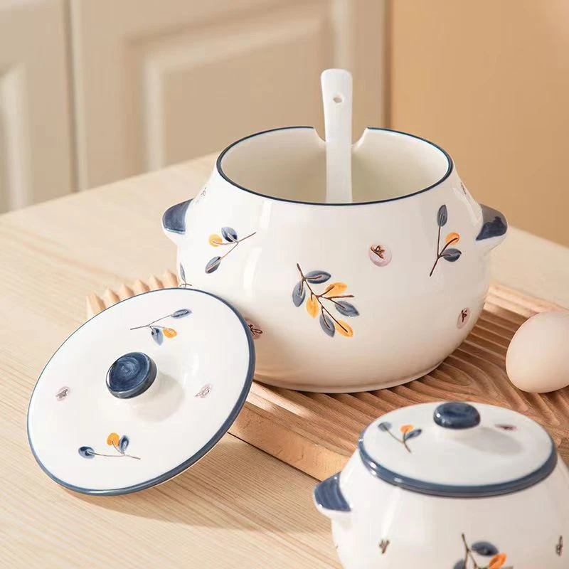 1.5L高温陶瓷创意猪油罐釉下彩盐罐调味罐辣椒油碗盘餐具家庭装