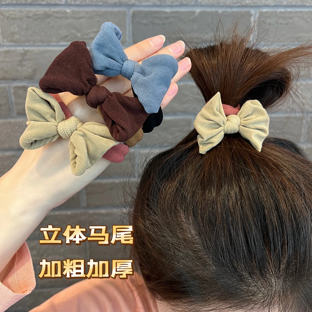 气质百搭蝴蝶结头绳包芯纱头绳可爱马尾简约发绳加粗扎头发甜美