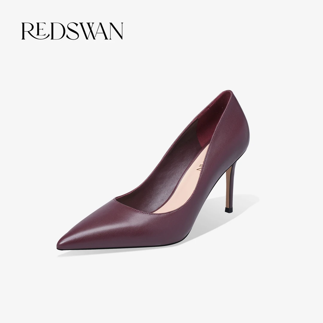 【杨红霞专属】REDSWAN 细跟高跟鞋时尚尖头百搭气质女士酒红色单鞋
