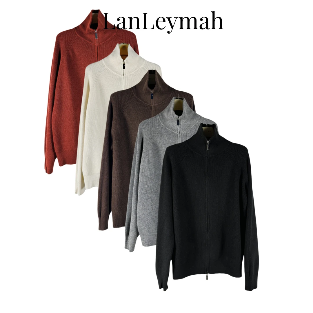LanLeymah【双拉链高领针织衫】气质长袖百搭宽松毛衣秋冬
