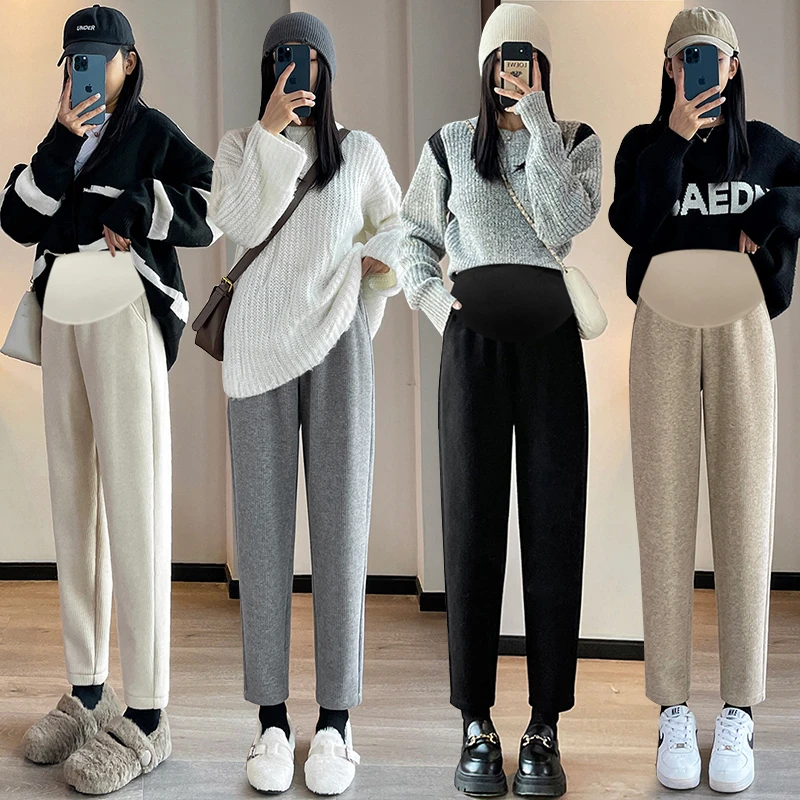 孕妇裤春秋时尚阔腿哈伦裤垂感显瘦直筒裤高腰托腹裤萝卜裤