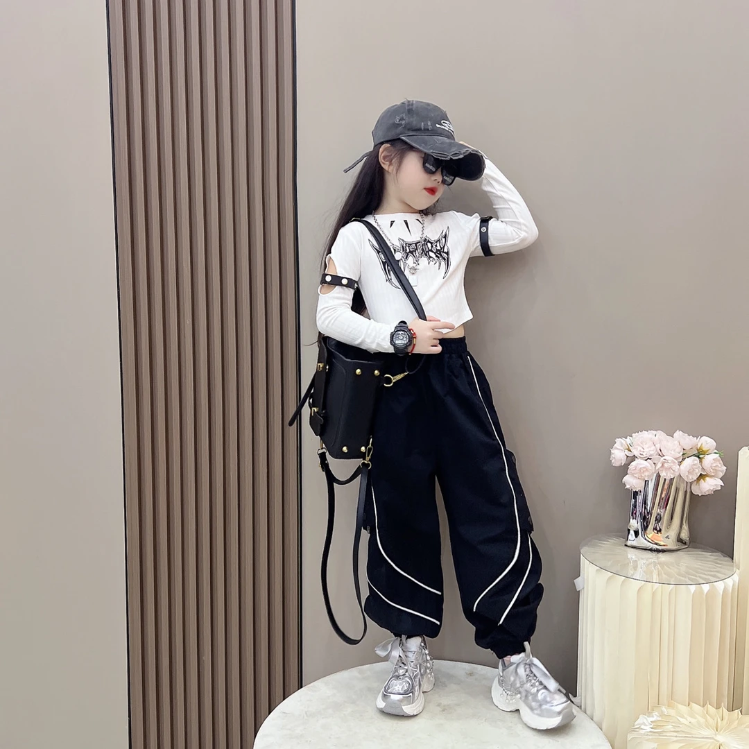 儿童潮酷街舞风痞帅工装裤中大童时髦洋气休闲束脚裤个性打底衫潮