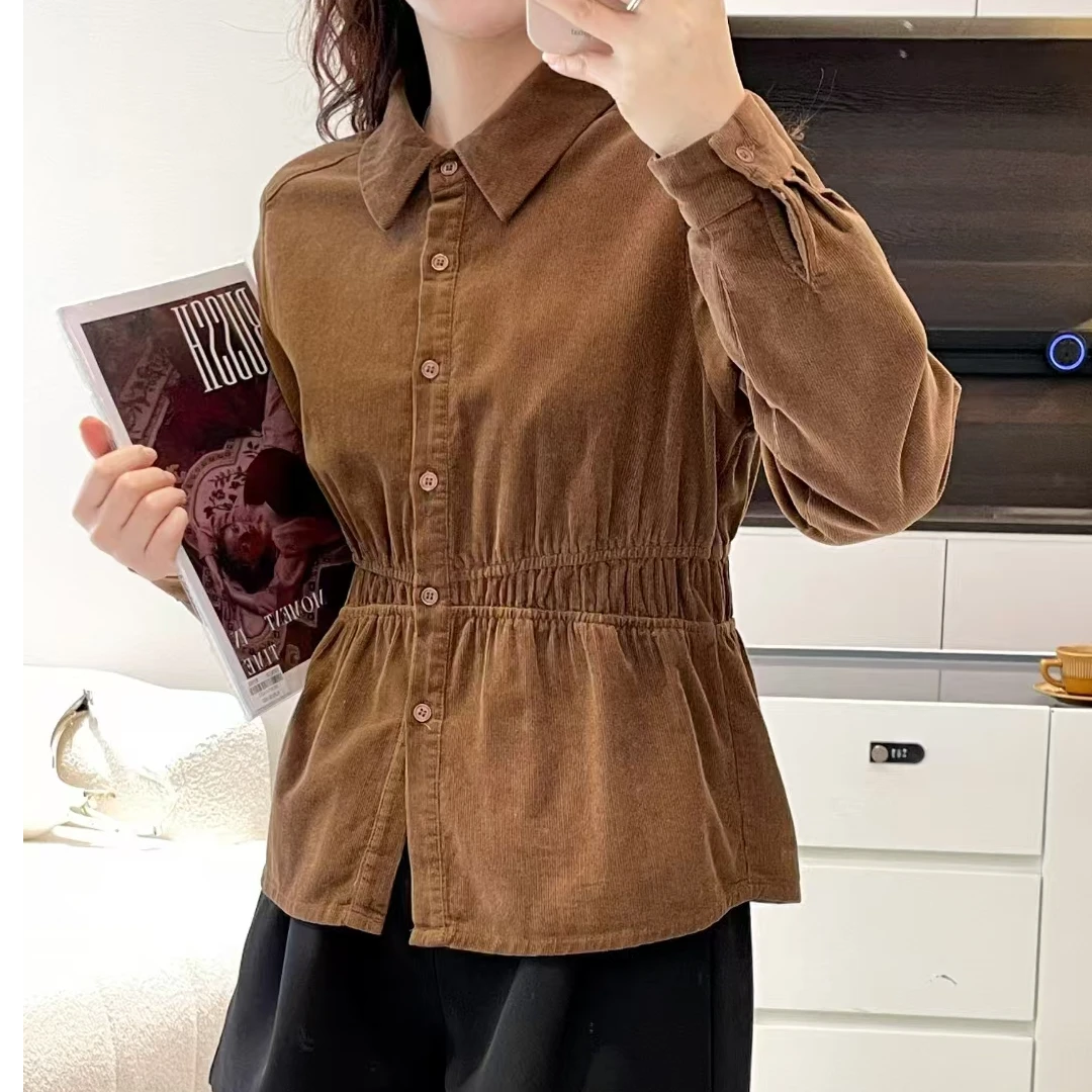 气质显瘦收腰衬衫女2024秋季新款宽松单排扣衬衣长袖百搭上衣