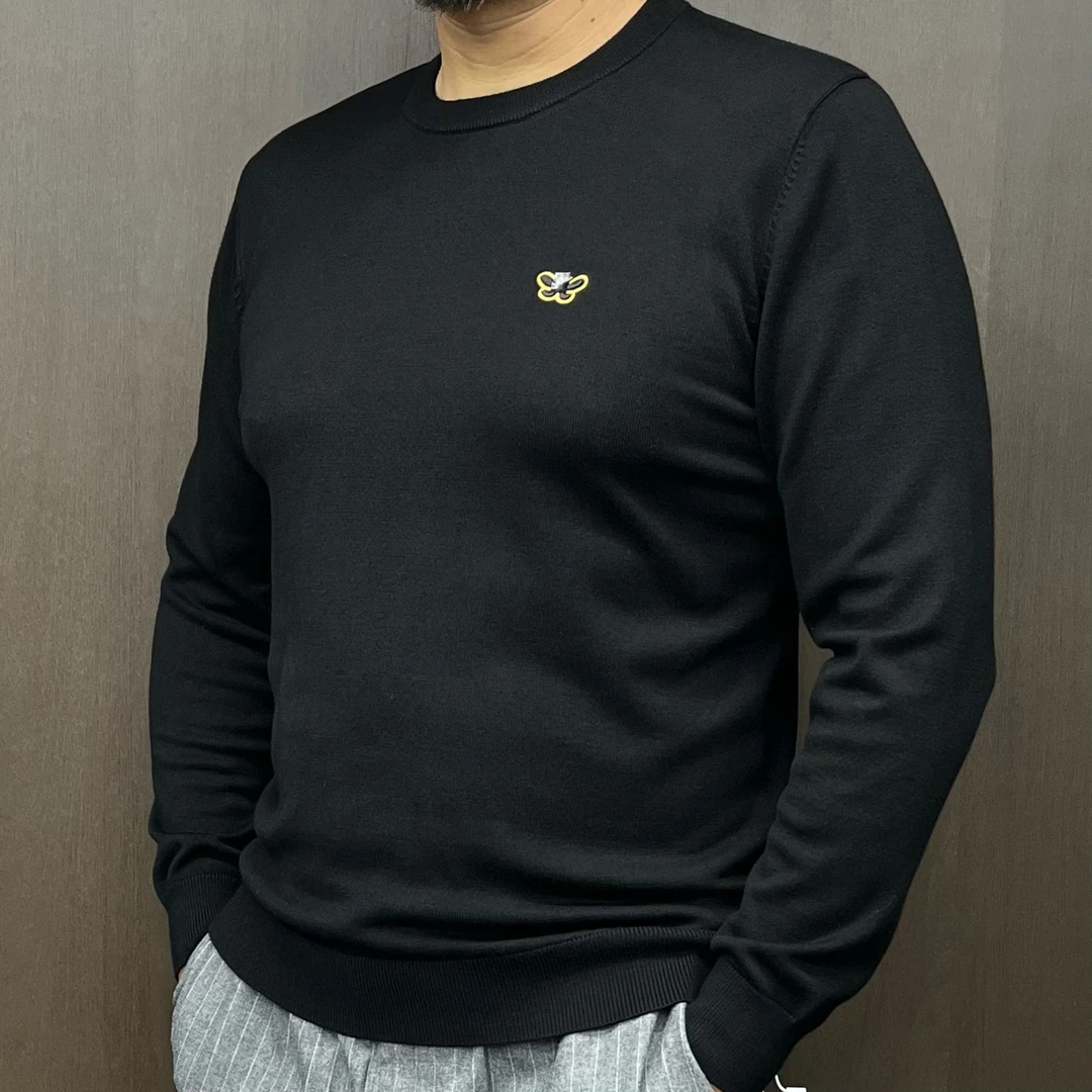 2322欧货男士秋冬针织平纹商务休闲百搭圆领长袖