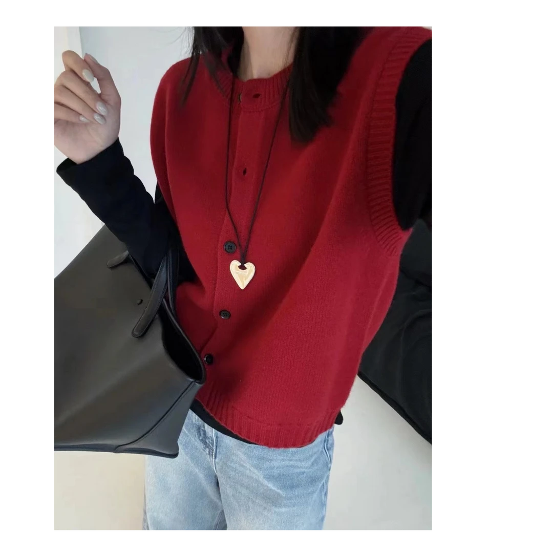 【周周服饰】韩货极简开衫背心女秋2024新款