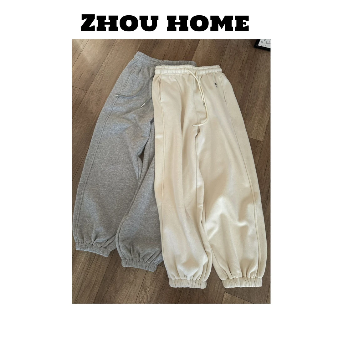 【周周服饰】韩货束脚休闲加绒加厚卫裤女冬季新款