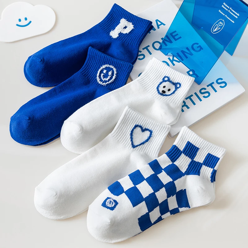 袜子女春夏季时尚浅口短袜克莱因蓝百搭薄款抗菌吸汗透气低帮船袜