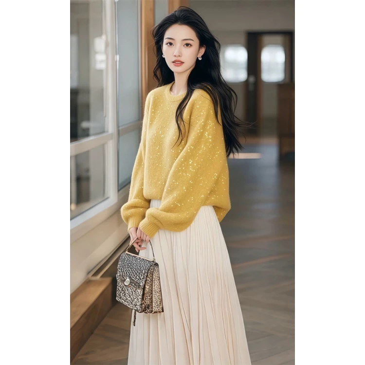 2024新款爆款韩系搭配一整套冬装小香风针织毛衣半身裙套装女冬季