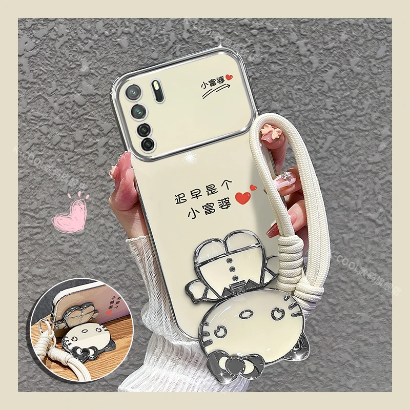 适用华为nova7se手机壳小富婆猫咪补妆镜支架手机壳女款外壳时尚