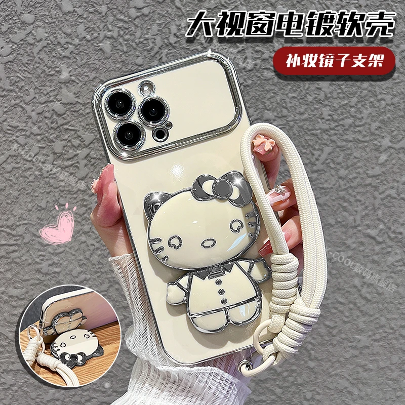 【苹果/华为/oppo/vivo/小米】猫咪补妆镜支架大视窗手机壳女款适用