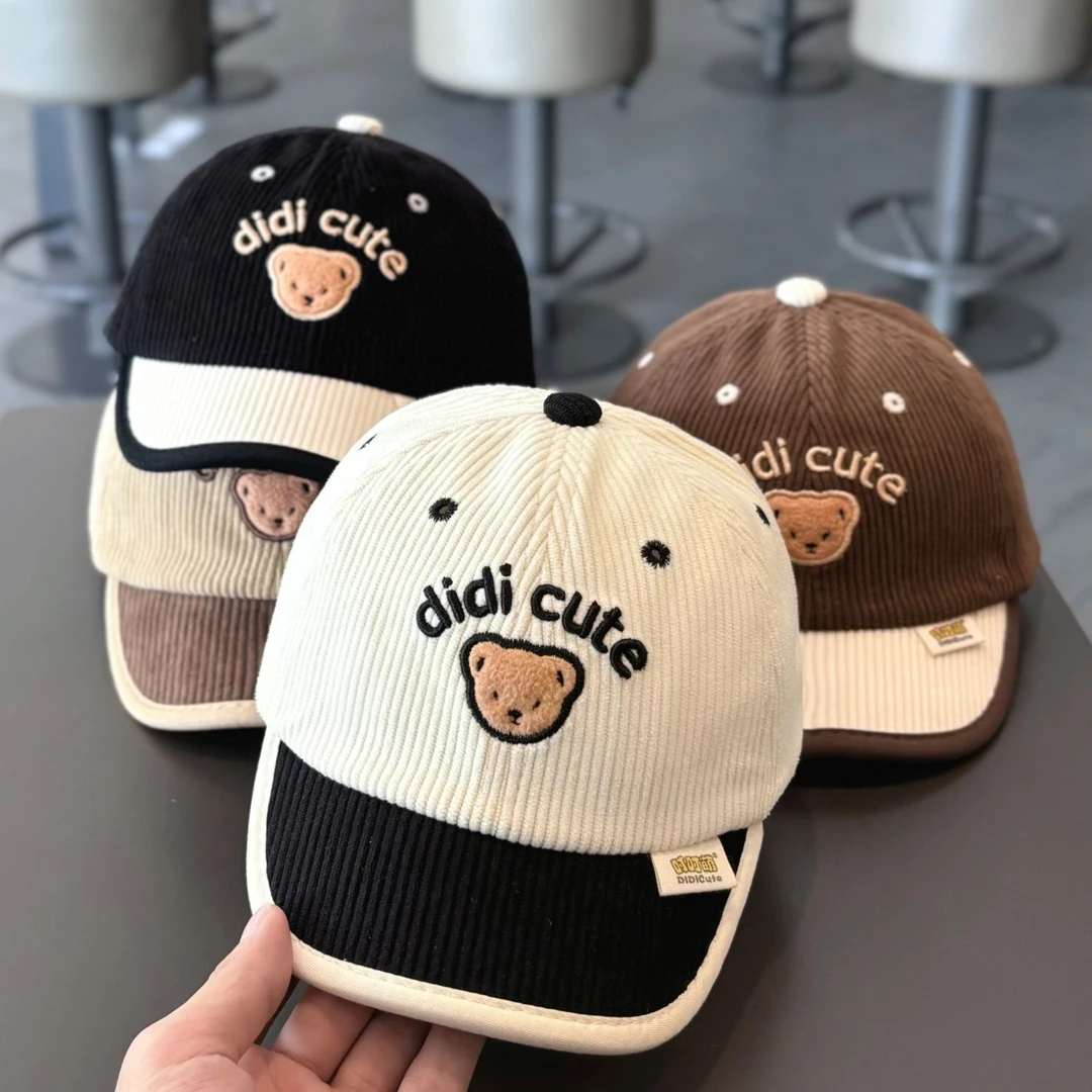 儿童帽子春秋季韩系小童鸭舌帽男女宝宝秋冬款灯芯绒婴儿遮阳棒球