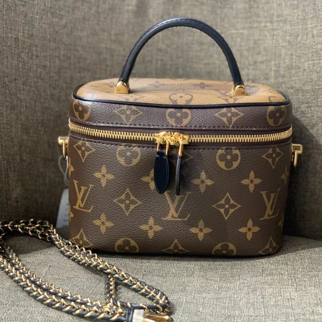 95新 LouisVuitton/路易威登 青奢荟/经典老花化妆盒链条包/31941