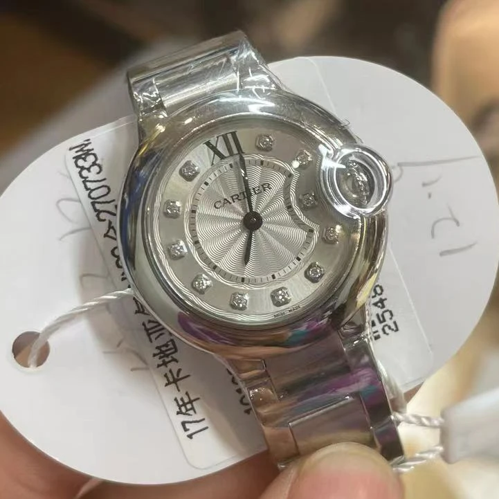 99新 Cartier/卡地亚 青奢荟/全/气质气球28银色钻盘腕表///31420