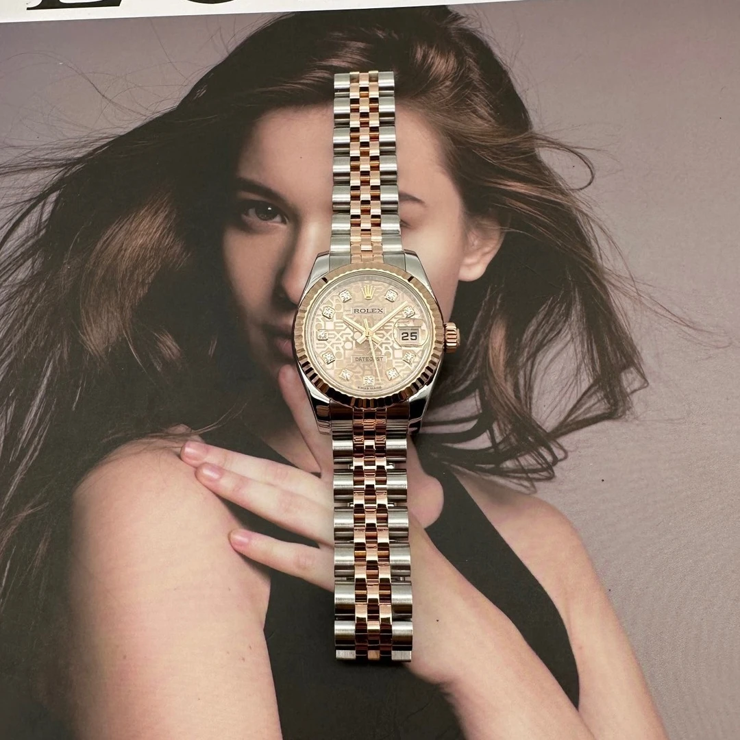 99新 Rolex/劳力士 青奢荟/单/日志金色钻盘26mm女士腕表///36772