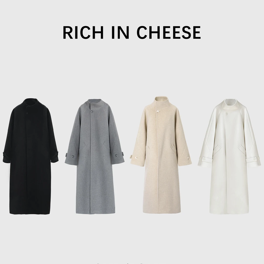 RICHINCHEESE 海德日记【高定版】厚毛呢外套御姐黑色高级长款大衣