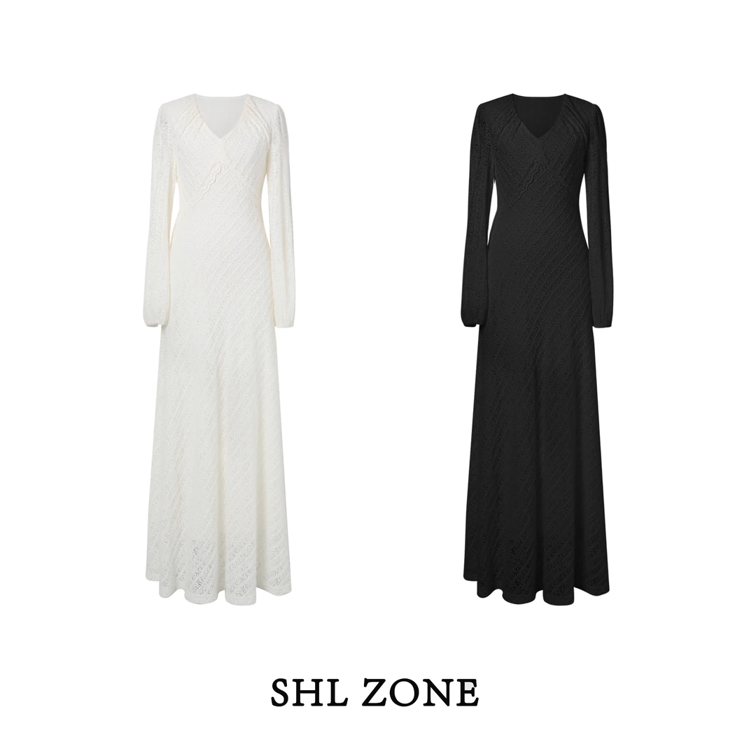 舒胡蕾 雪绒蕾丝 温柔感蕾丝长裙气质时尚法式长款优雅显瘦秋冬