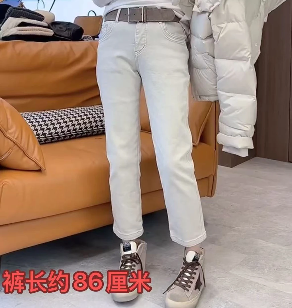 <小勋优选>51665纯色明线直筒烟管牛仔裤（预售）带腰带