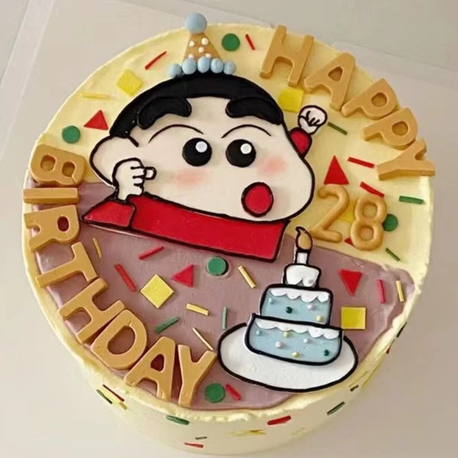 蜡笔小新生日蛋糕同城配送儿童手绘男女宝定制上海北京广州全国店