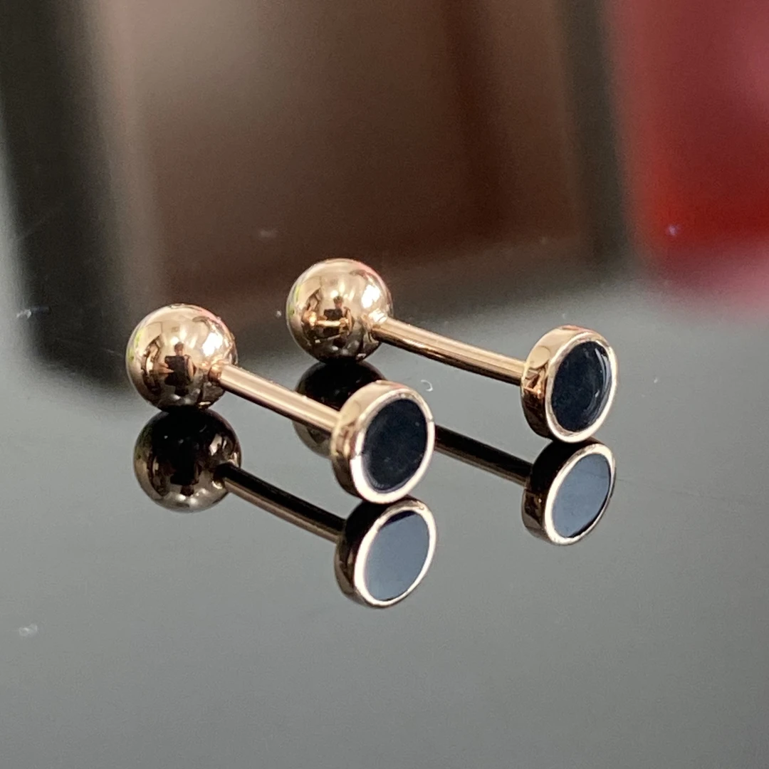 迷你18k烤漆耳骨钉 3mm 养耳 一款两戴 玫瑰金 多样性发货其一