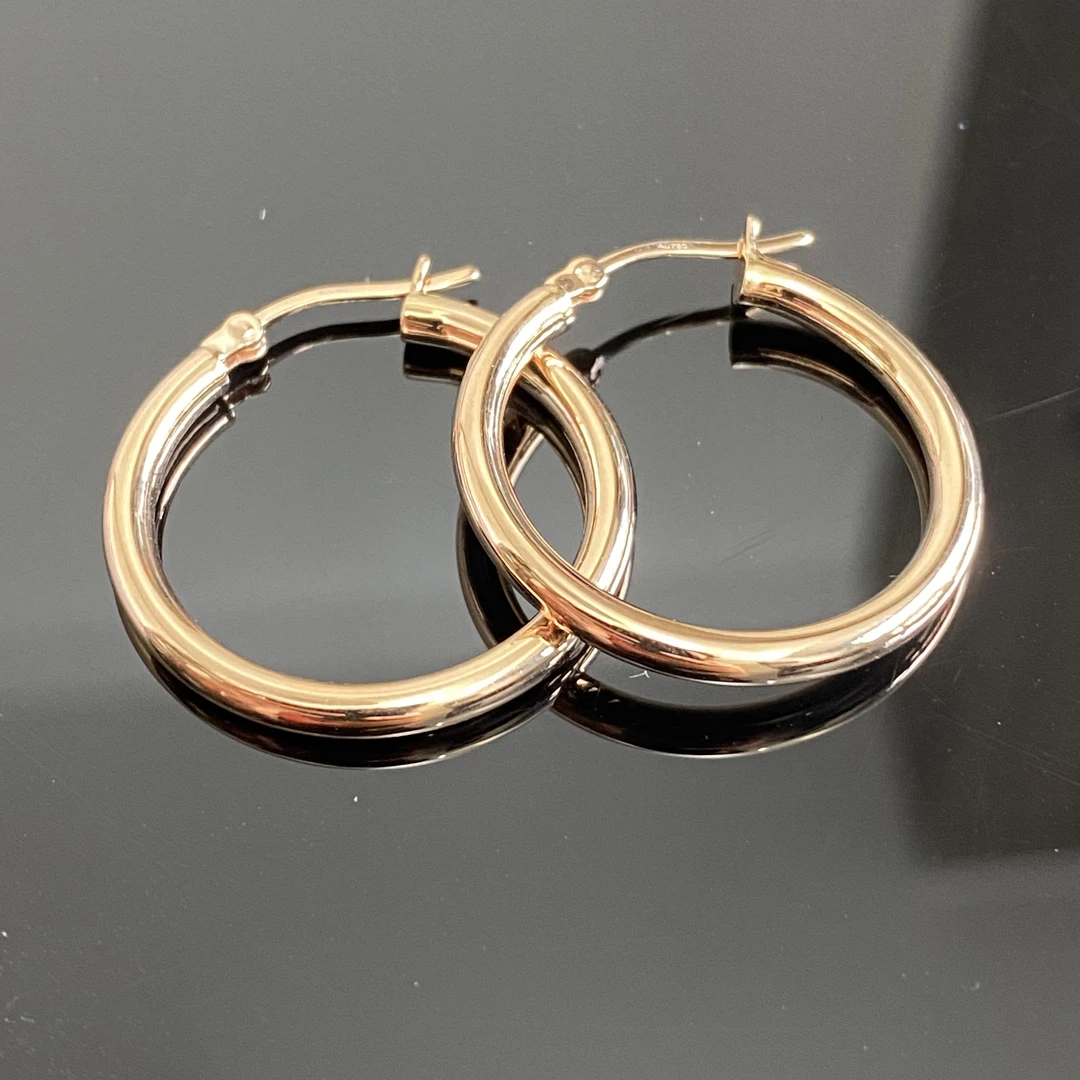 玫瑰人生18k大耳圈 25mm时尚气质简约经典圈圈光面百搭