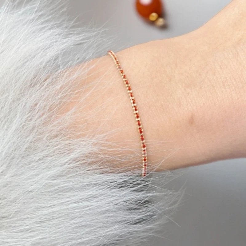 18k好运Lucky手链 平平安安 招财纳福手工百搭编织红色时尚手作