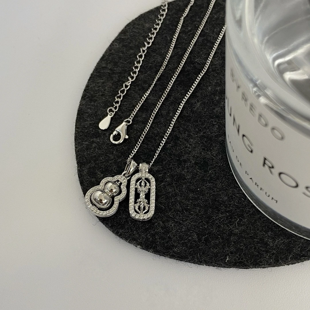 坠链均925银合成锆石 《金刚杵》定制款设计师款葫芦金刚杵项链