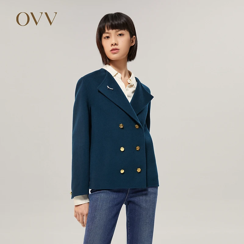 【艾钱钱专属】OVV秋冬双排扣船锚纽扣羊毛休闲外套GWJFJ32110A