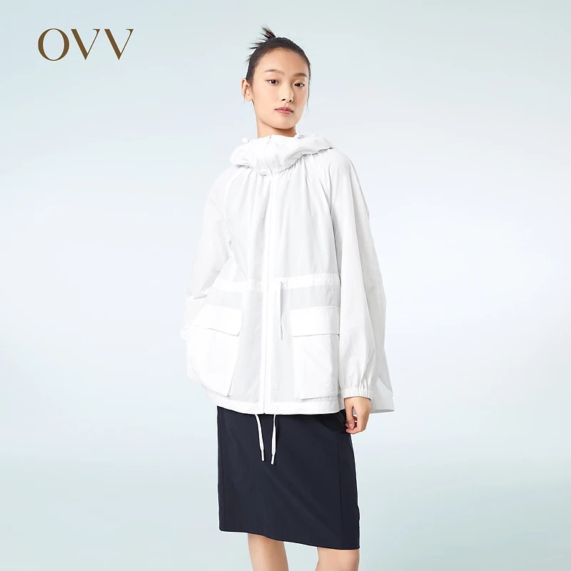 【SOLOTEX微风系列】OVV春夏新款女装宽松连帽风衣GWFAJ13003A
