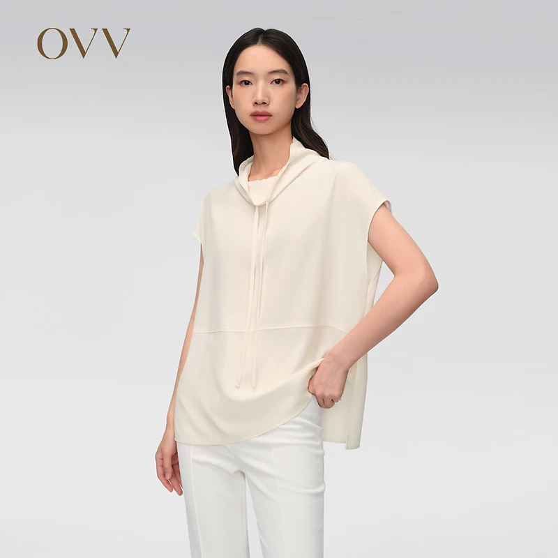 OVV春夏新款女装三醋酸抽绳设计运动风休闲衬衫GNSBJ002A