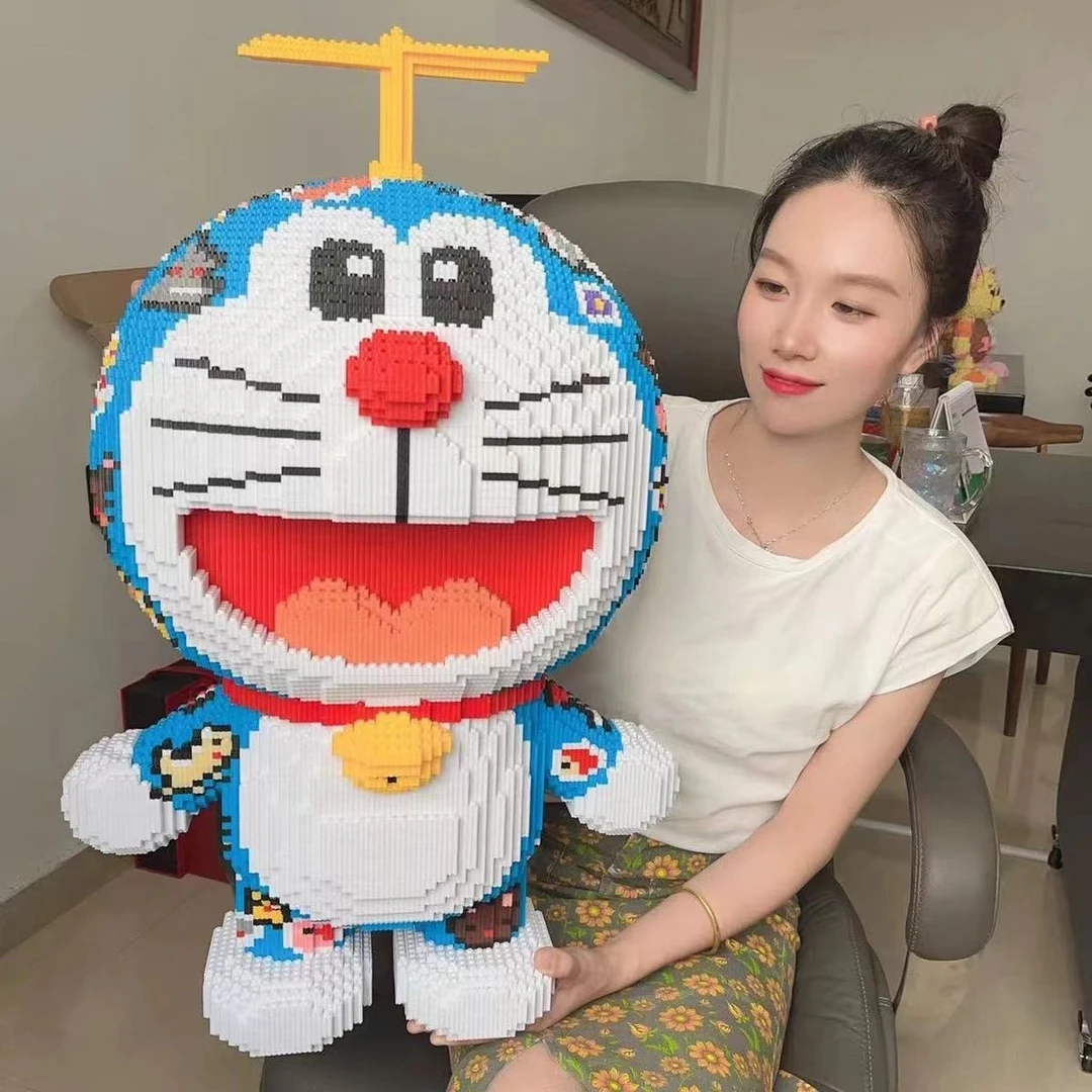 益智哆啦A梦机器猫蓝胖子大儿童益智积木小颗粒拼装玩具男女8礼物