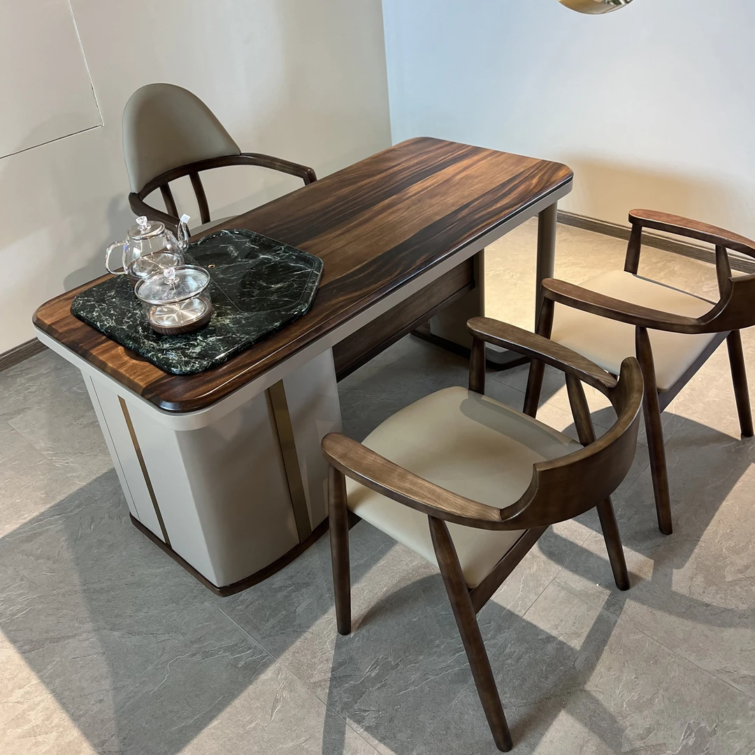 新中式禅意茶桌书桌一体阳台实木茶台现代轻奢泡茶桌办公喝茶桌