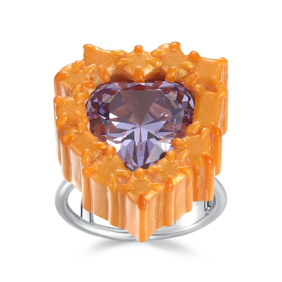 合金树脂戒指 Tys Grocery 撞色爱心戒指 AW22RG05PL03-395