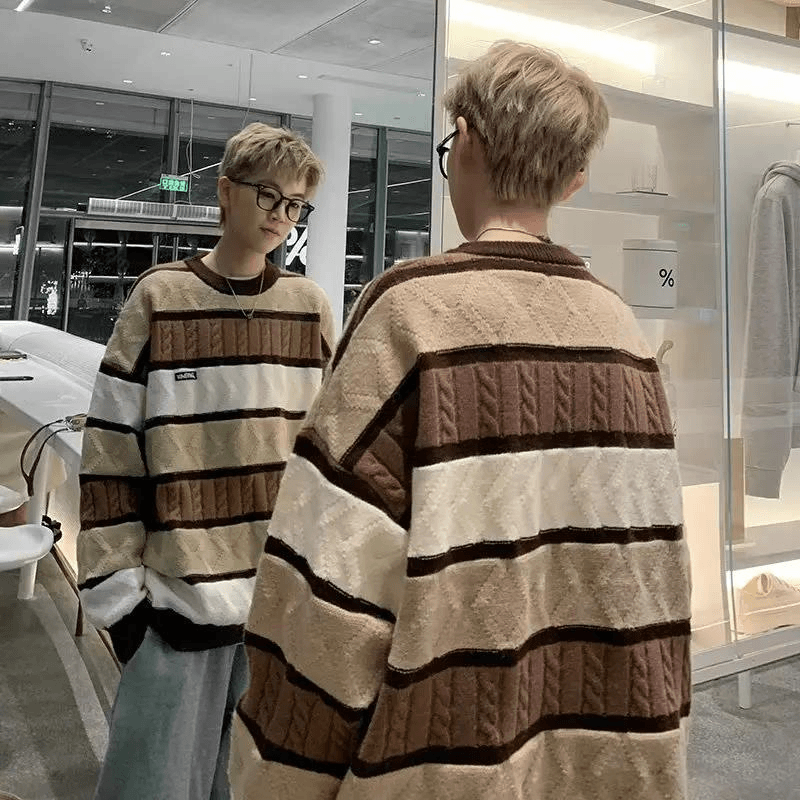 秋冬加厚毛衣男韩版潮流宽松日系针织衫冬季ins港风慵懒线衣外套