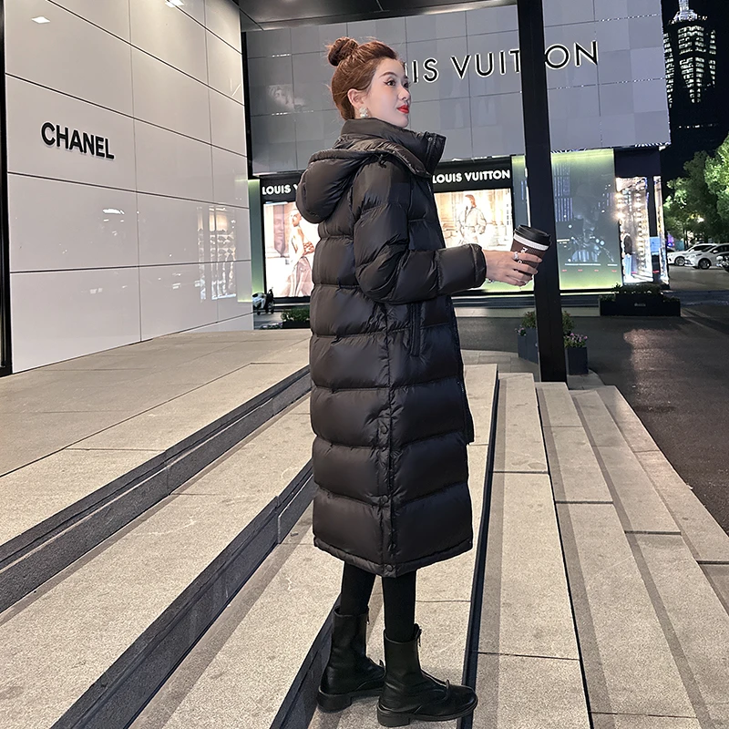 90%白鸭绒轻奢羽绒服女中长款2023新款韩版百搭气质显瘦加厚过膝