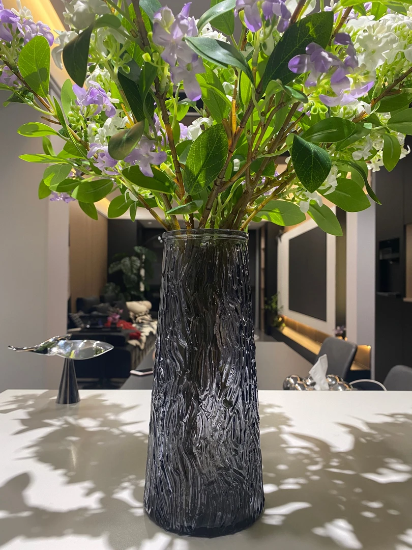 仿真花花瓶轻奢极简风花瓶仿真花插花花瓶简约玻璃