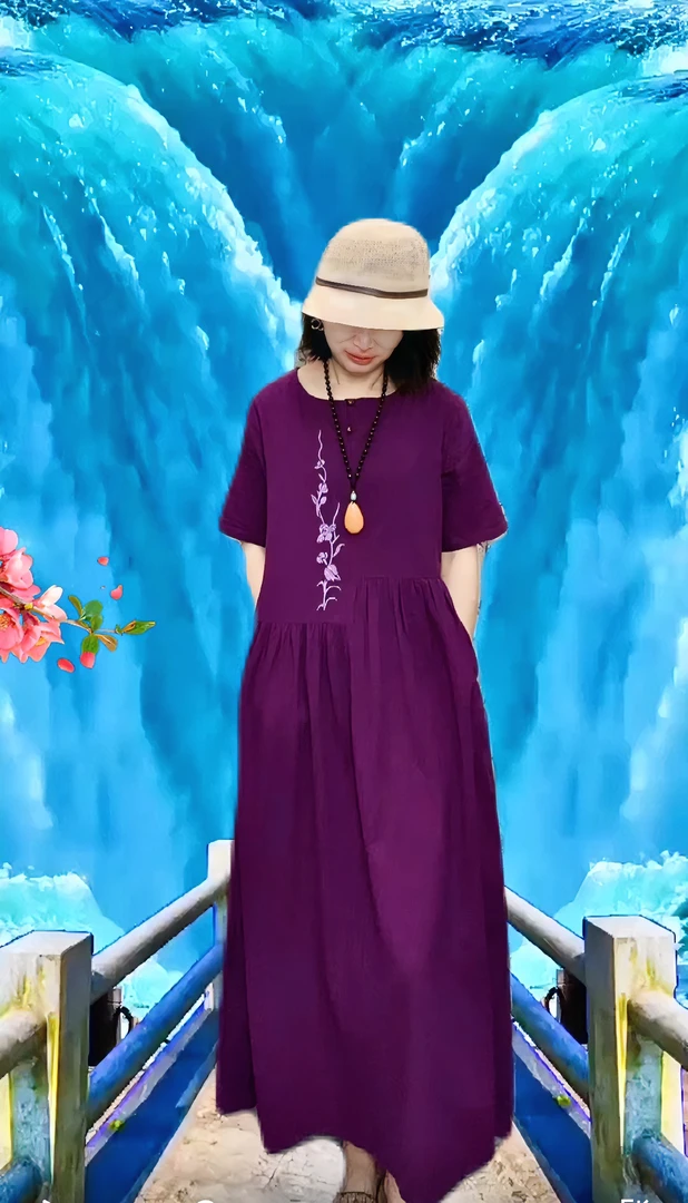 【断码处理】中老年棉麻连衣裙大码女装胖mm夏季新款气质
