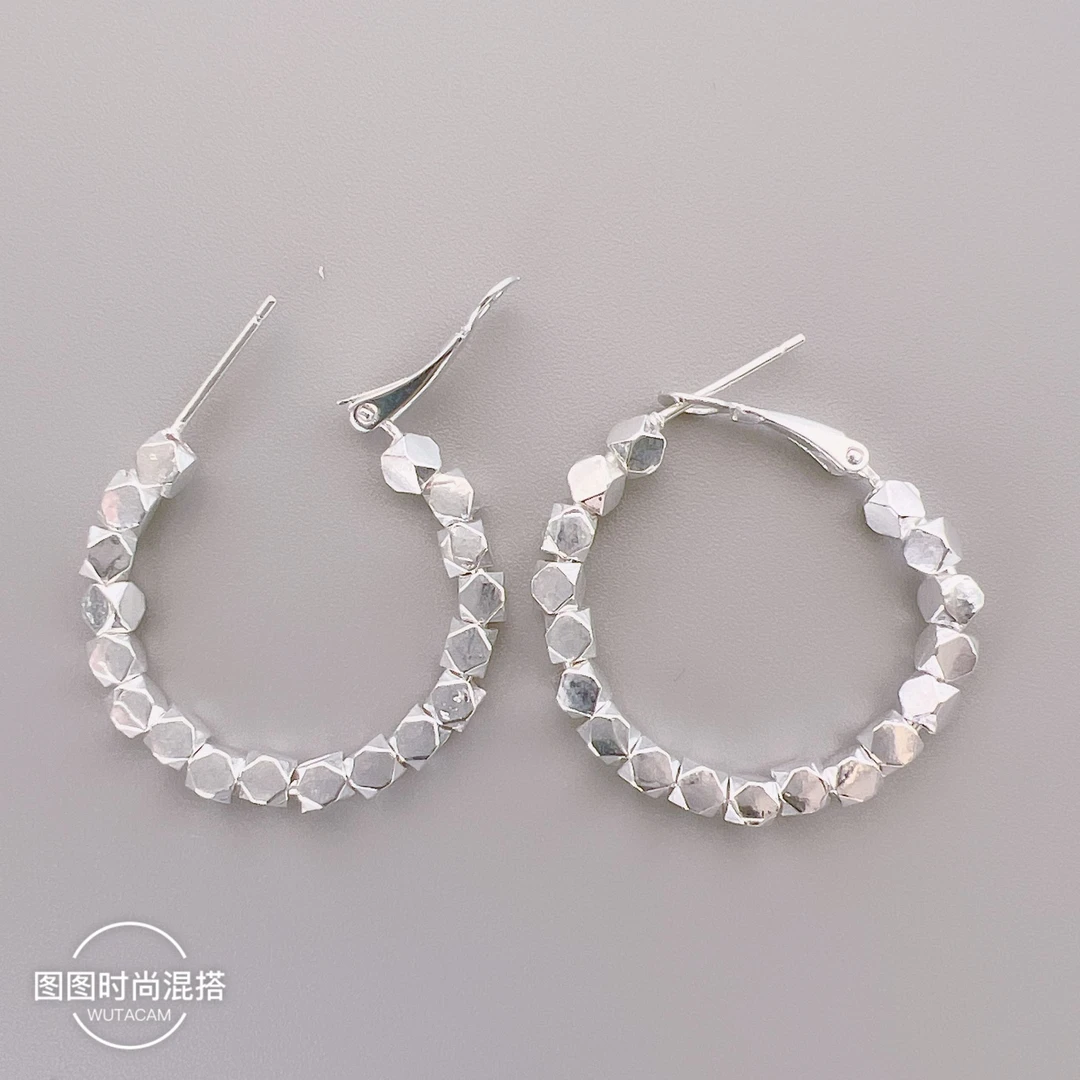 925银耳饰 【 六 角 碎 银 耳 扣 】气质 百搭 时尚 个性 韩版