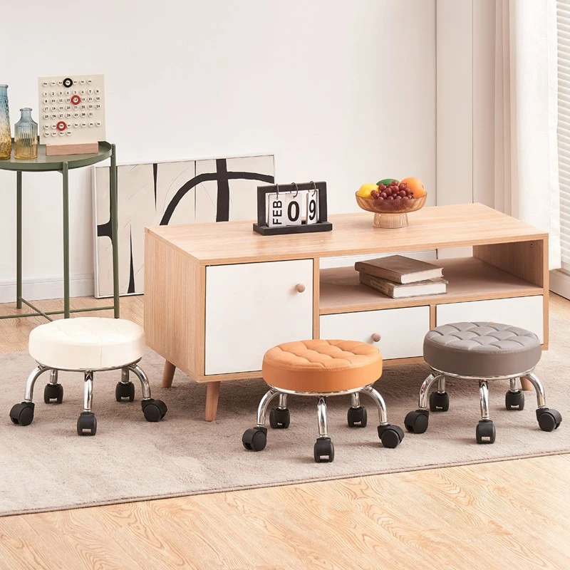 滑轮矮凳万向轮小凳子家用带轮带娃神器儿童滑轮凳美缝凳旋转皮凳