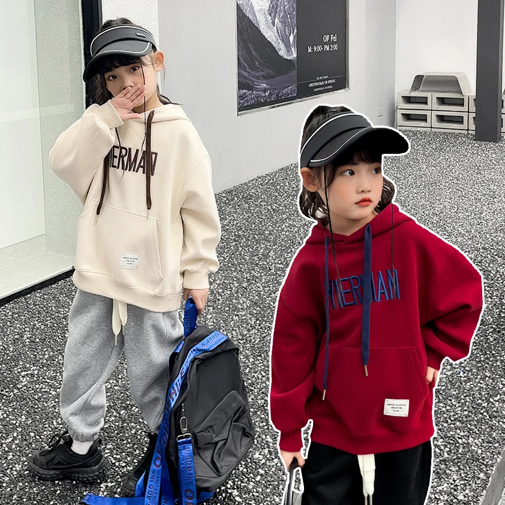 秋季新款2023年女童秋装6-12儿童潮款宽松帽衫 M-zb2110 简约童品