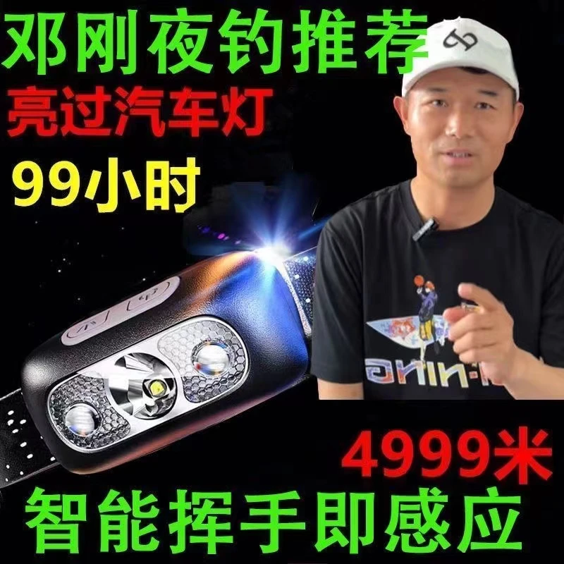 LED头灯超亮可充电头戴式强光感应特亮手电筒小型便携式夜钓鱼灯