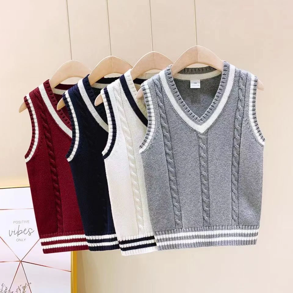 儿童马甲秋季新款女童男童韩版休闲毛衣背心宝宝外穿学院风马夹